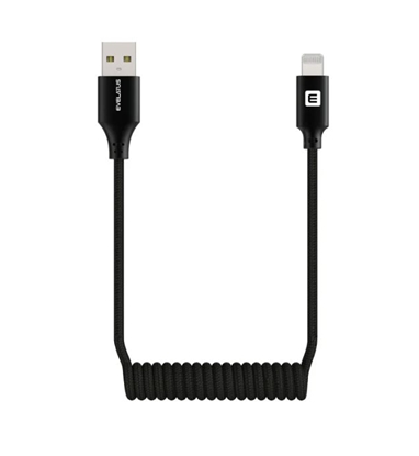 Изображение Evelatus AutoSpring Coiled Cable USB A to Lightning 1.2M cable Black