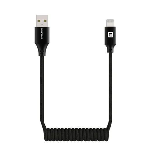 Picture of Evelatus AutoSpring Coiled Cable USB A to Lightning 1.2M cable Black