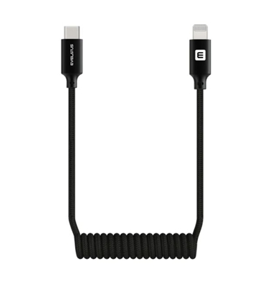 Изображение Evelatus AutoSpring Coiled Cable USB C to Lightning connector 1.2M black cable