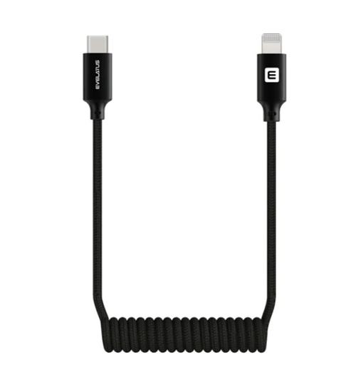 Изображение Evelatus AutoSpring Coiled Cable USB C to Lightning connector 1.2M black cable