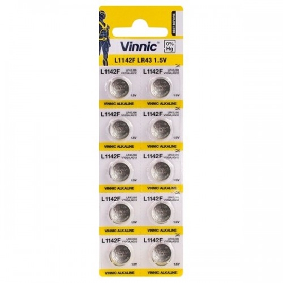 Picture of G12 baterijas Vinnic Alkaline LR1142/LR43/186 iepakojumā 10 gb.