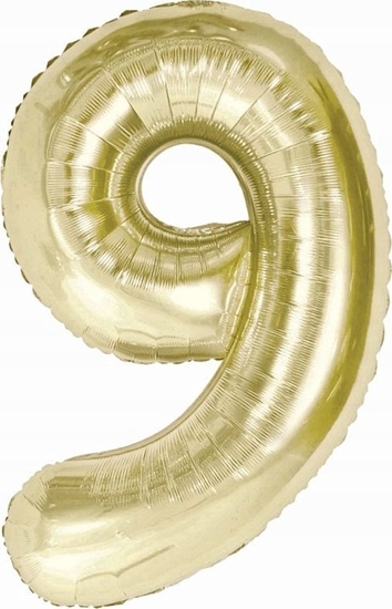 Изображение GoDan Balon foliowy B&C cyfra 9 szampaska 85 cm AA