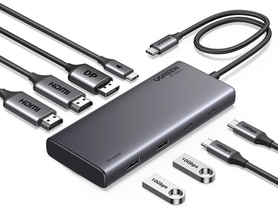Picture of HUB UGREEN CM639 USB-C / 2xHDMI 4K60Hz, DisplayPort, 2xUSB-A, 2xUSB-C 3.2 10Gbps, USB-C PD 100W