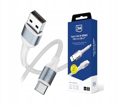 Attēls no Kabel USB 3MK USB-A - USB-C 1m Biay (3MK17473)