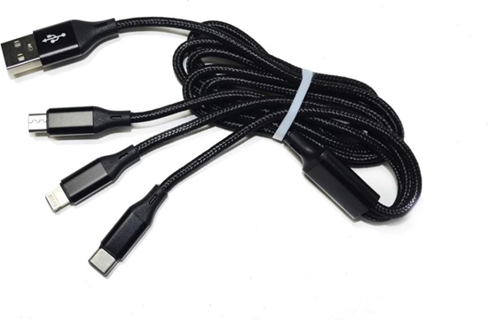 Picture of Kabel USB Msonic USB-A - USB-C + microUSB + Lightning 1 m Czarny (MLU621)