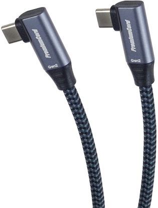 Attēls no Kabel USB PremiumCord USB-C 2x zakrzywiony kabel ( USB 3.2 GEN 2x2, 5A, 100W, 20Gbit/s ) baweniany oplot, dugo: 1m