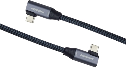 Attēls no Kabel USB PremiumCord USB-C 2x zakrzywiony kabel ( USB 3.2 GEN 2x2, 5A, 100W, 20Gbit/s ) baweniany oplot, dugo: 3m