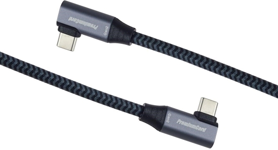 Picture of Kabel USB PremiumCord USB-C 2x zakrzywiony kabel ( USB 3.2 GEN 2x2, 5A, 100W, 20Gbit/s ) baweniany oplot, dugo: 3m