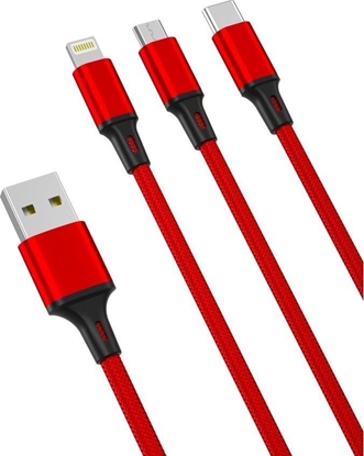 Picture of Kabel USB XO XO kabel NB173 3w1 USB - Lightning + USB-C + microUSB 1,2 m 2,4A czerwony