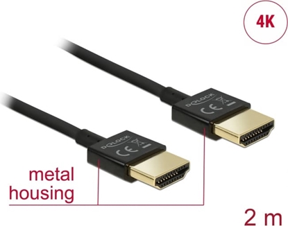 Attēls no Kabelis HS HDMI ar tīklu M/M, 3D 4K, Slim Premium, 2m, melns, Delock