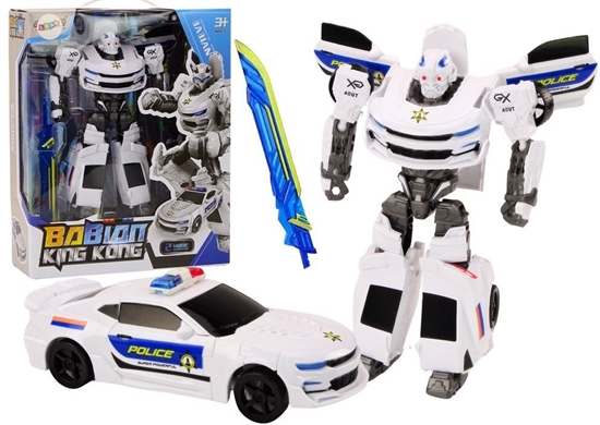 Picture of LeanToys Auto-Robot 2w1 Transformacja samochodu policyjnego biaego LEAN Toys