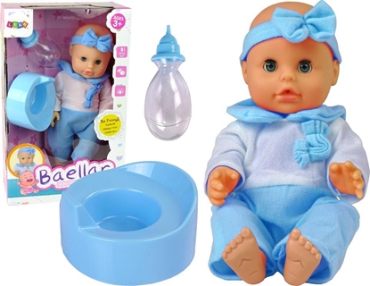 Attēls no LeanToys Lalka Piama 30 cm Niebieska Butelka Nocnik Pije