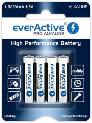 Attēls no LR03/AAA baterijas 1.5V everActive Pro Alkaline MN2400/E92 iepakojumā 4 gb.