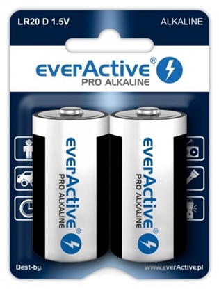 Attēls no LR20/D baterijas 1.5V everActive Pro Alkaline MN1300/E95 iepakojumā 2 gb.