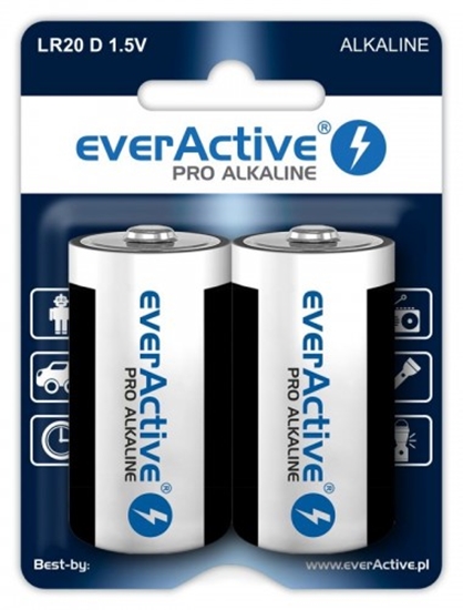 Picture of LR20/D baterijas 1.5V everActive Pro Alkaline MN1300/E95 iepakojumā 2 gb.