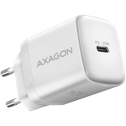 Изображение MOBILE CHARGER WALL USB-C 30W/1PORT WHITE ACU-PD30W AXAGON