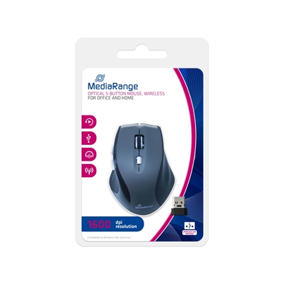 Изображение MOUSE USB OPTICAL WRL/BLACK/GREY MROS203 MEDIARANGE