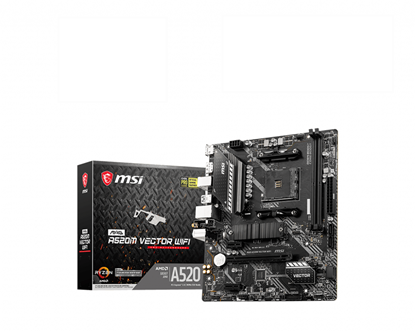 Изображение MSI | MAG A520M VECTOR WIFI | Processor family AMD | Processor socket AM4 | DDR4 | Memory slots 2 | Chipset AMD A | Micro ATX