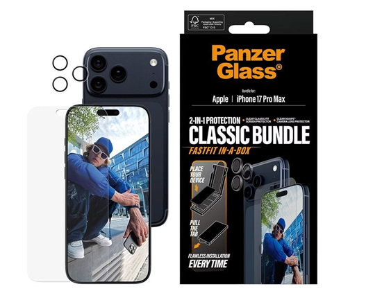Picture of PanzerGlass 2-in-1 Classic Bundle | Screen Protector/Lens protector | Apple | iPhone 17 Pro Max | Transparent