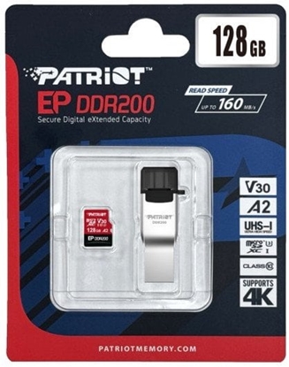 Изображение PATRIOT MEMORY Micro SDXC DDR200 with A+C card reader 128GB UHS-I U3/A2/C10/V30