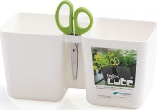 Изображение Prosperplast Doniczka Zioówka Na Zioa Twins Cube Biaa Prosperplast
