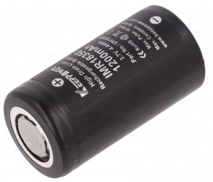 Изображение Re-battery: Li-Ion; 18350; 3.7V; 1200mAh; ¨18.3x35mm; 10A