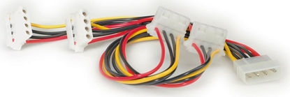 Picture of Roline Internal Y-Power Cable, 4-pin HDD to 4x 4-pin HDD (90°), 0.45 m