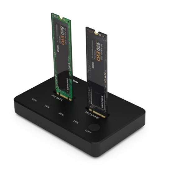 Picture of SSD Dual Bays Docking Station M.2 NVME+SATA, USB-A, USB-C