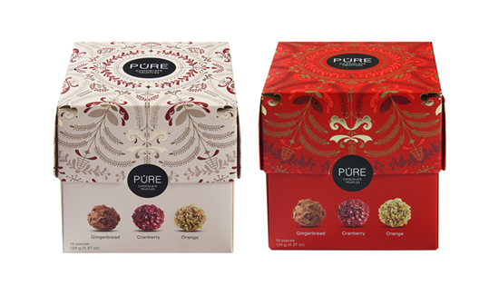 Изображение Šokolādes trifeļu kolekcija PURE Ziemassvētku Kubs 15, 122g