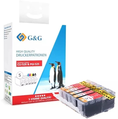 Attēls no Tusz G&G Tusz do drukarki zestaw 5 sztuk dla Canon PGI-525BK+CLI-526