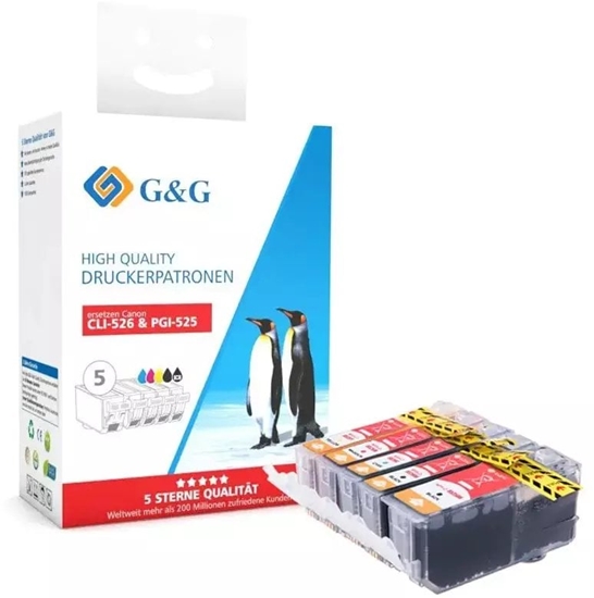 Picture of Tusz G&G Tusz do drukarki zestaw 5 sztuk dla Canon PGI-525BK+CLI-526