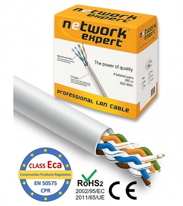 Picture of UTP LAN datortīkla kabelis NETWORK EXPERT Cat5E (Premium CCA), CPR Eca – 305 m iepakojumā