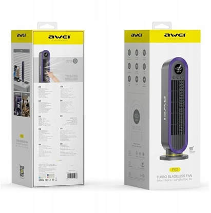 Attēls no Wentylator Awei Wiatrak kolumnowy 3600mAh szary