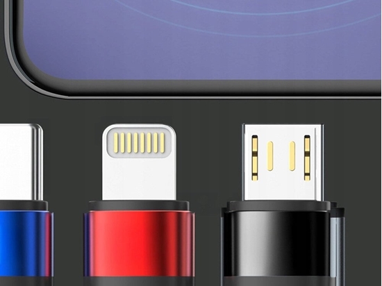 Picture of 3MK Hyper Cable N-SERIES 3 in 1 USB-A to USB-C/Lightning/MicroUSB 1.2m 9V/2A 18W Black