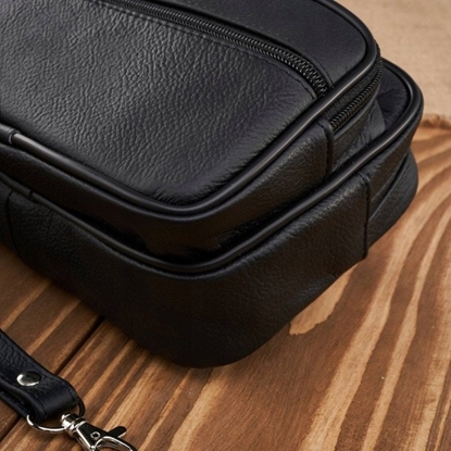 Attēls no Abruzzo Saszetka mska skórzana do rki klasyczna czarna ABR-11