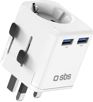 Picture of Adapter travelowy uniwersalny - EU 2xUSB-A - biay
