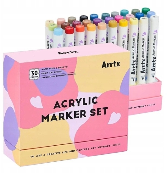 Изображение ARRTX Markery akrylowe - flamastry 30 kolorów