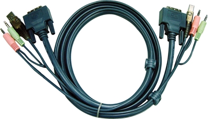 Attēls no Aten 2L-7D03UD KVM Kabel DVI-D (Dual Link), USB, Audio, schwarz, 3 m