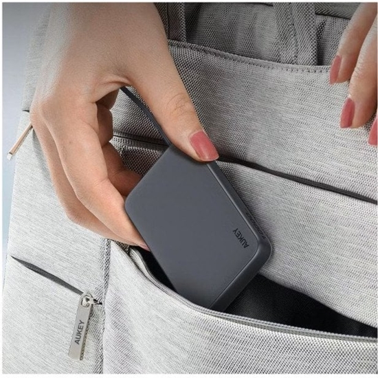 Picture of AUKEY PB-Y53P Spark Sling 10000 Compact Fast Charging Power Bank  USB-C Cable 22.5W Grey