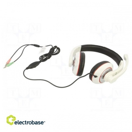 Picture of Austiņas ar mikrofonu | balts, melns | Domkrats 3,5mm x2 | 1,8 miljoni