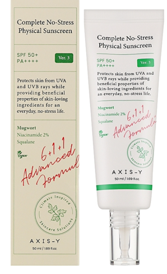 Изображение Axis-Y Complete No- Stress Physical Sunscreen SPF50 Sunprotection cream 50 ml