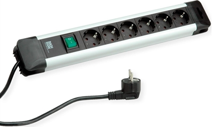 Attēls no Bachmann CONNECTUS socket strip 6x earthing contact, aluminium, Plastic, with switch, 2 m