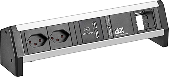 Picture of Bachmann DESK 2xCH T13 90° 1xUSB 1xCM, 1xCurrent fuse 1.0m GST18 Switzerland