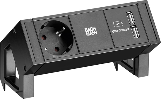 Picture of Bachmann DESK2 1x earthing contact 1x USB charger, black