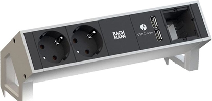 Attēls no Bachmann DESK2 2x earthing contact 1x USB charger 1x ABD, GST18 Inox