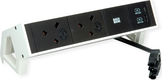 Picture of Bachmann DESK2 2xUK 1xUSB A/C 22W, 0.2m GST18 RAL9010 United Kingdom