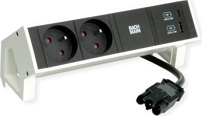 Attēls no Bachmann DESK2 2xUTE 1xUSB A/C 22W 0.2m GST18 RAL9010
