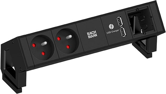 Picture of Bachmann DESK2 2xUTE 1xUSB Charger 1xCM power 0.2m GST18 RAL9005