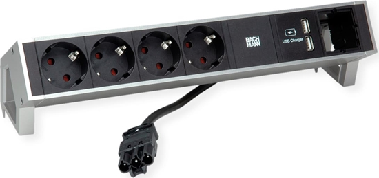 Picture of Bachmann DESK2 4x Schutzkontakt 1x USB-Charger, Aluminium