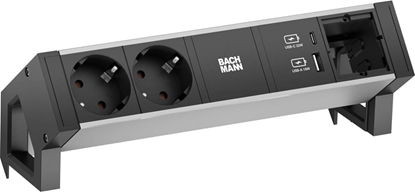Attēls no Bachmann DESK2 ALU BLACK 2xProtect.USB, USB Charger 22W A&C 1xABD 0.2m GST18